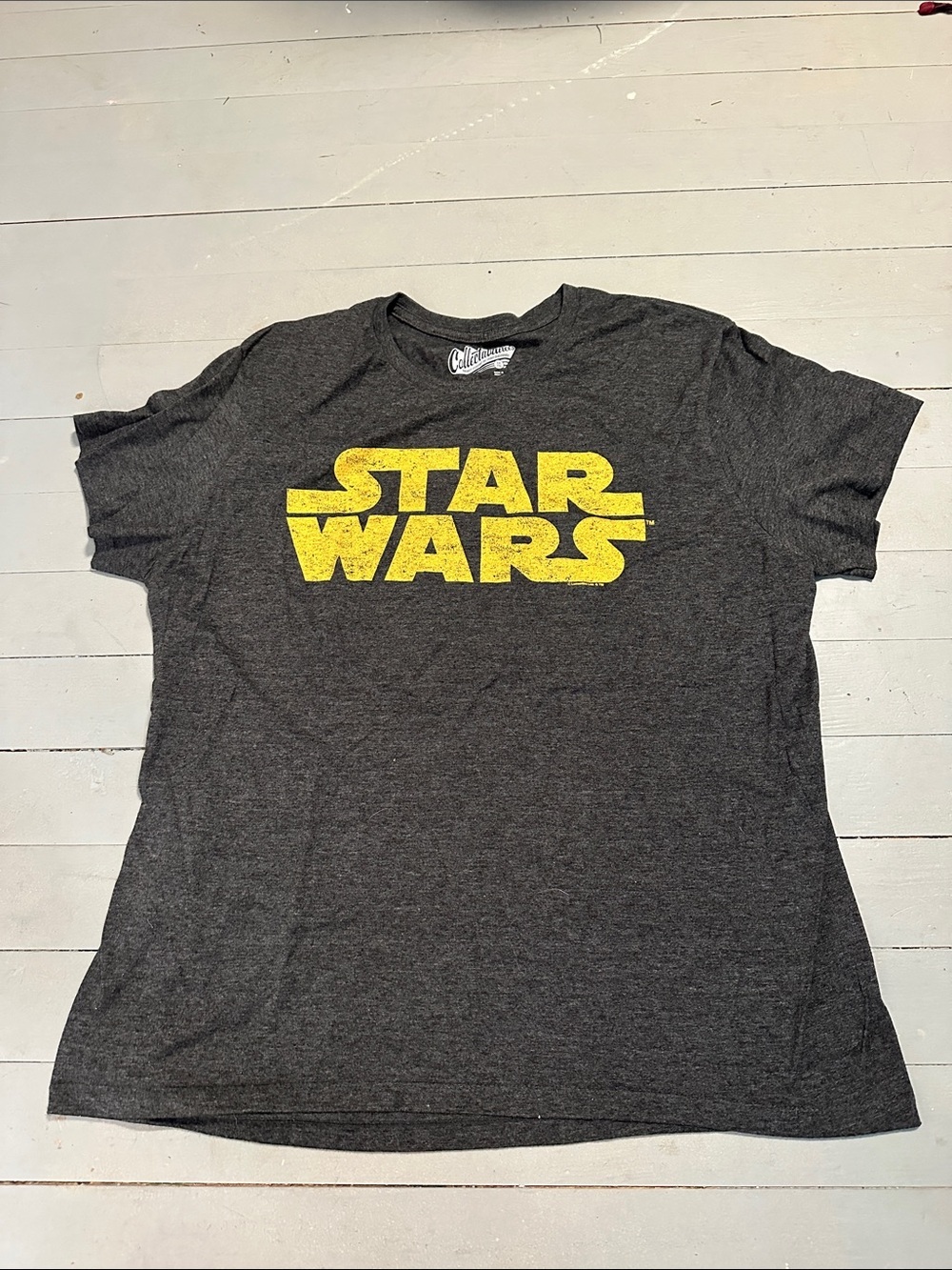 Old Navy Charcoal Gray Star Wars Graphic Tee with Yellow Logo